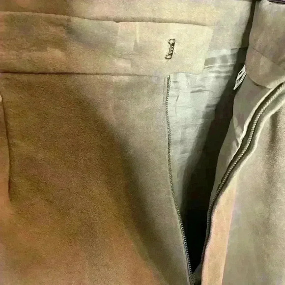 Vintage Ultra Suede Skirt Womens 16 Tan‎ Zip Pleats Midi Corpcore Classic - Picture 11 of 11